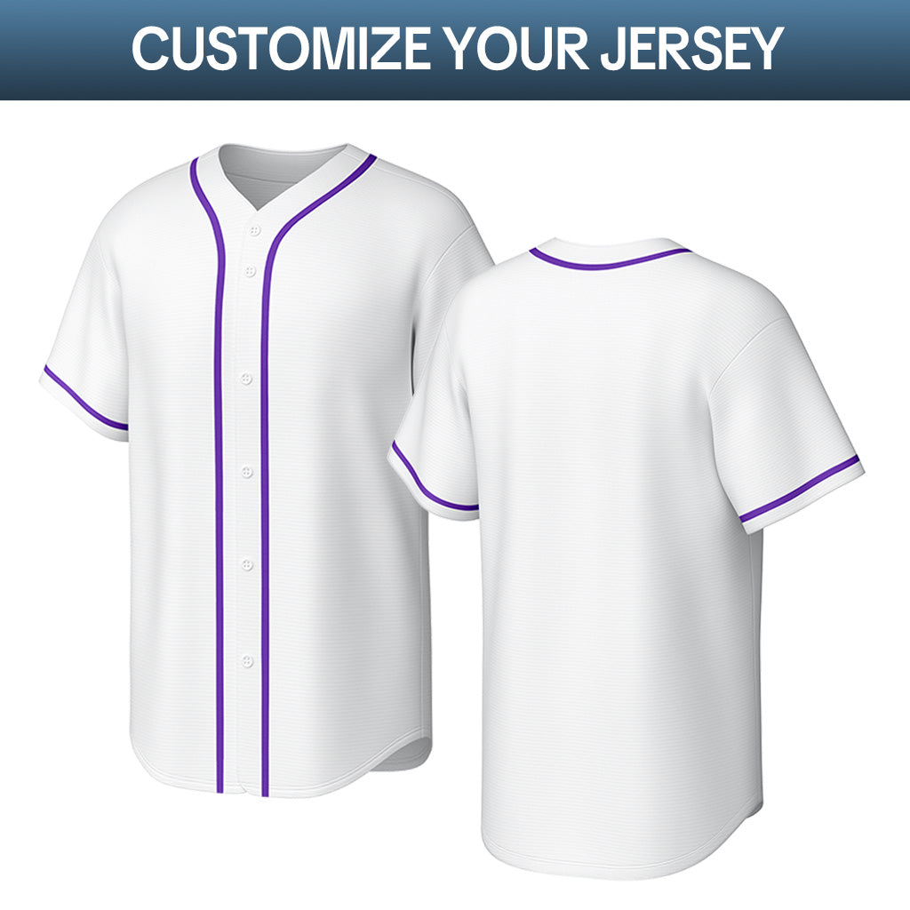 Custom Stitched Baseball Jersey White Purple | Personalized Name & Number | Team Uniform
