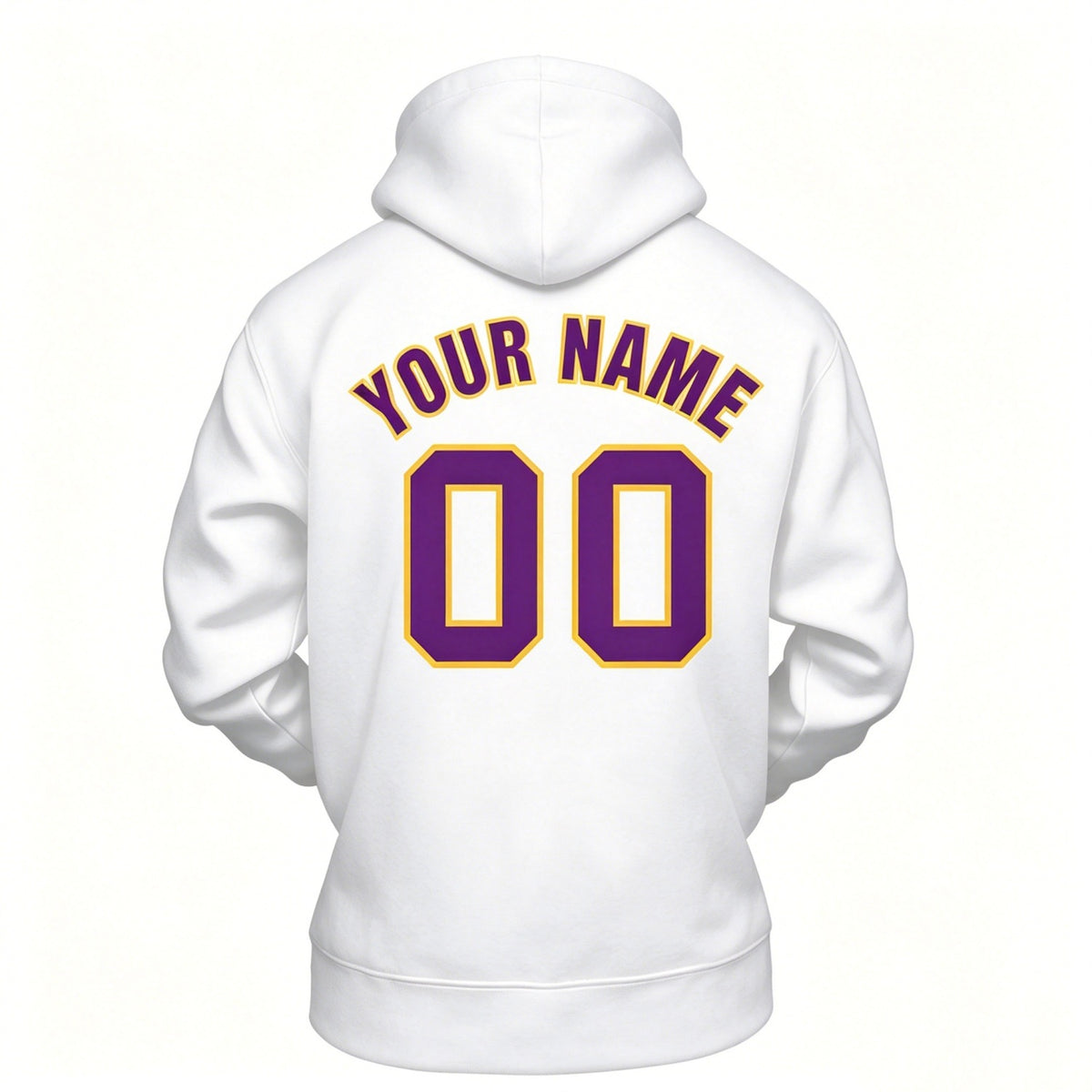 Custom White & Purple Hoodie | Personalized Name & Number Sports Pullover | Vosoli