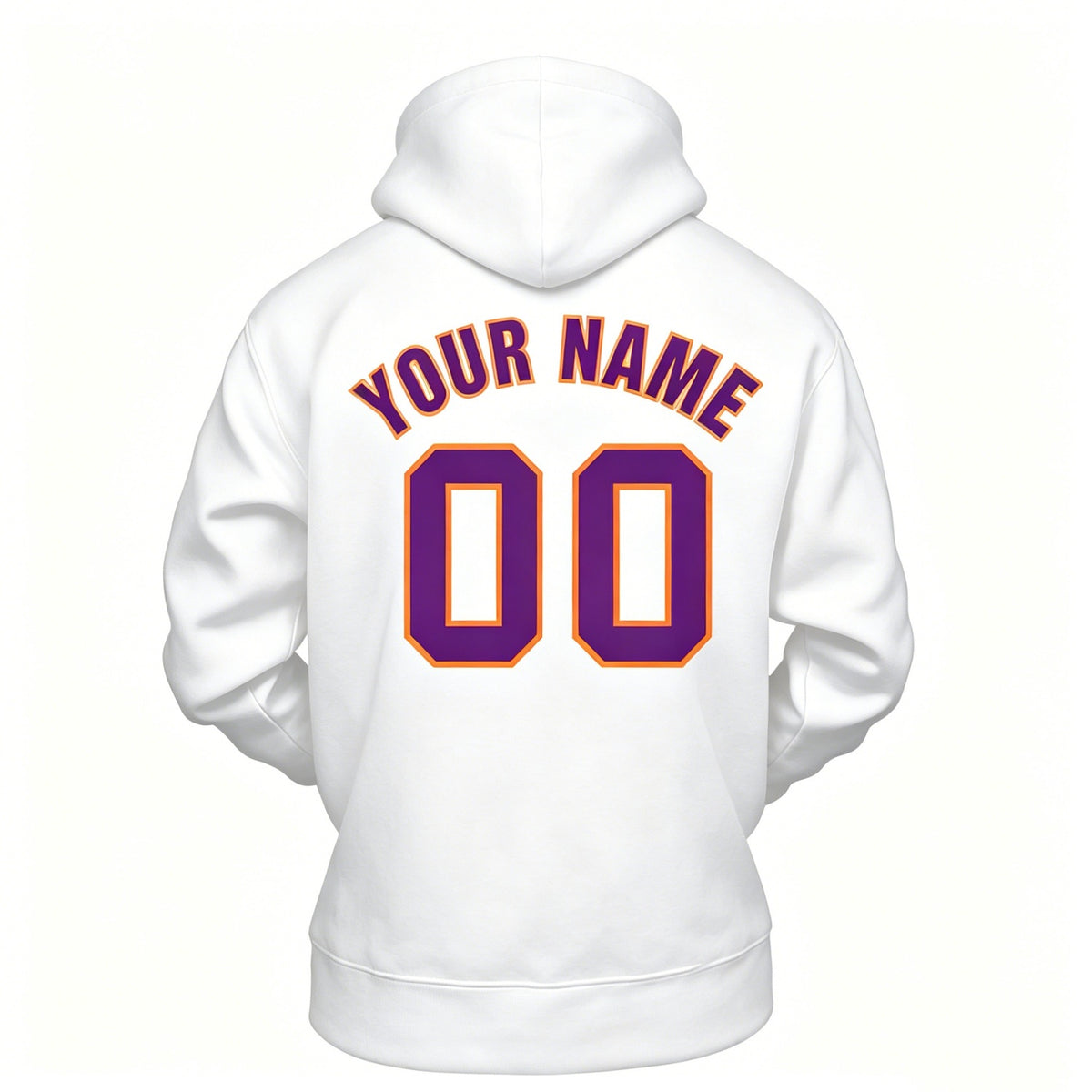 Custom White & Purple Hoodie | Personalized Name & Number Sports Pullover | Vosoli