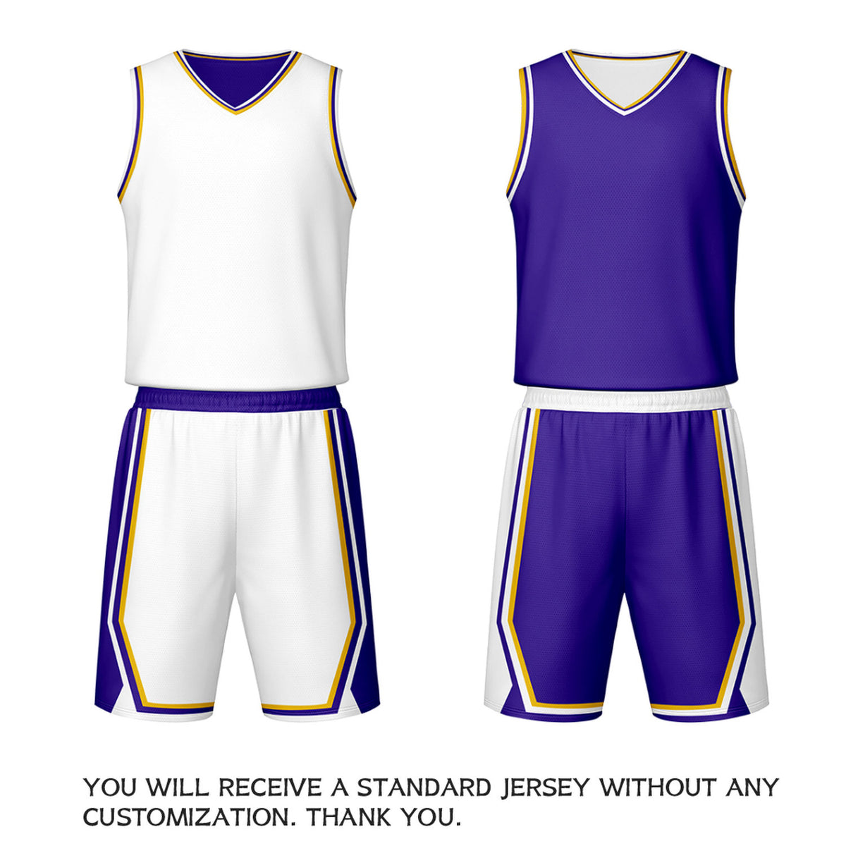 Custom White Purple Reversible Basketball Jersey Set | Personalized Name Number Mesh Sports Uniform