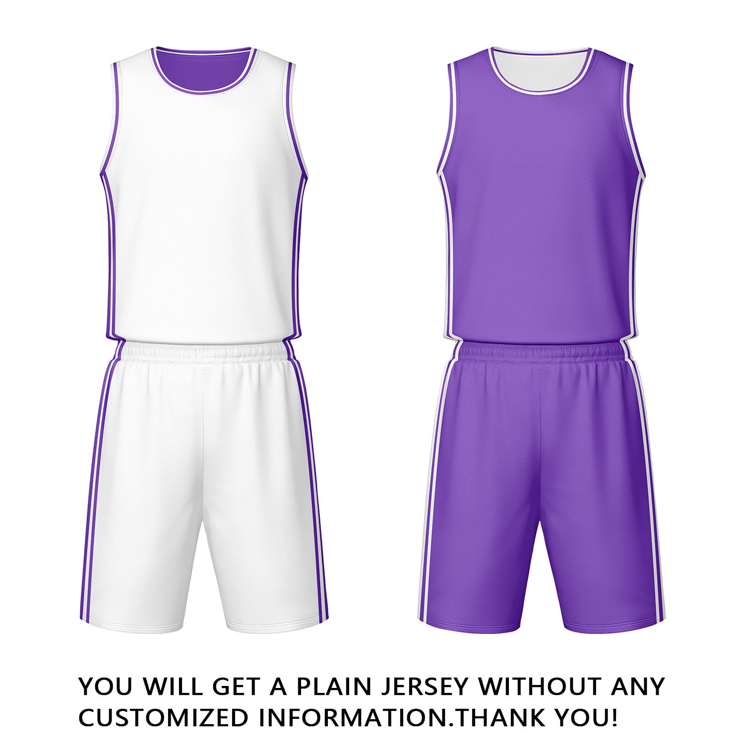 Custom White & Purple Reversible Basketball Jersey Shorts Set | Personalized Team Uniform