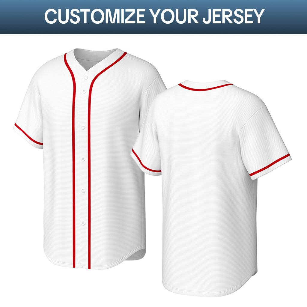 Custom Stitched Baseball Jersey White Red | Personalized Name & Number | Team Uniform