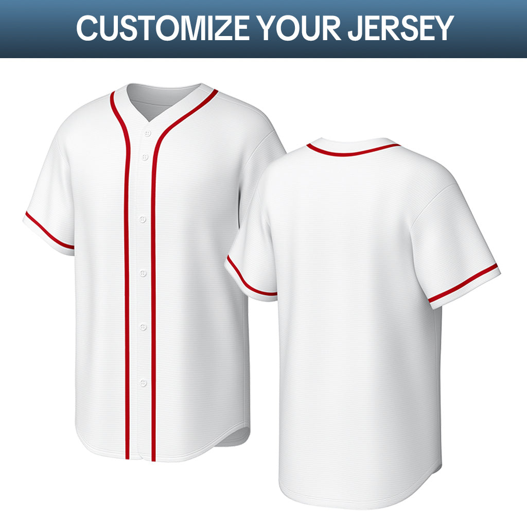 Custom Stitched Baseball Jersey White Red | Personalized Name & Number | Team Uniform
