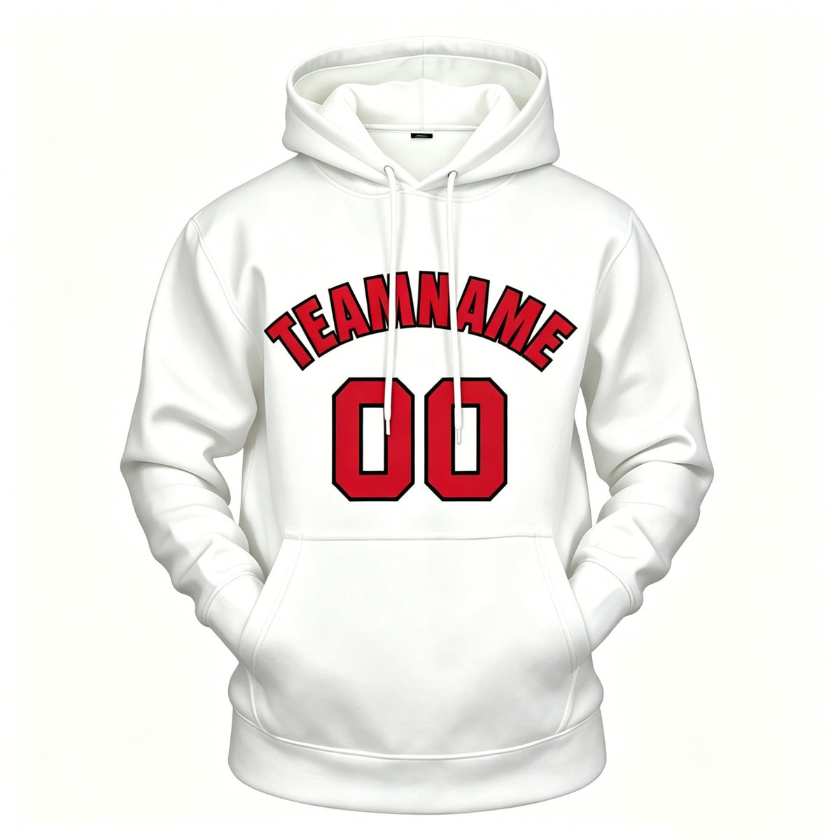 Custom White & Red Hoodie | Personalized Name & Number Sports Pullover | Vosoli