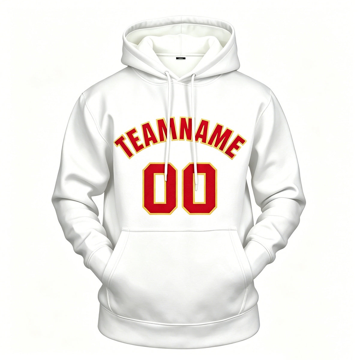 Custom White & Red Hoodie | Personalized Name & Number Sports Pullover | Vosoli
