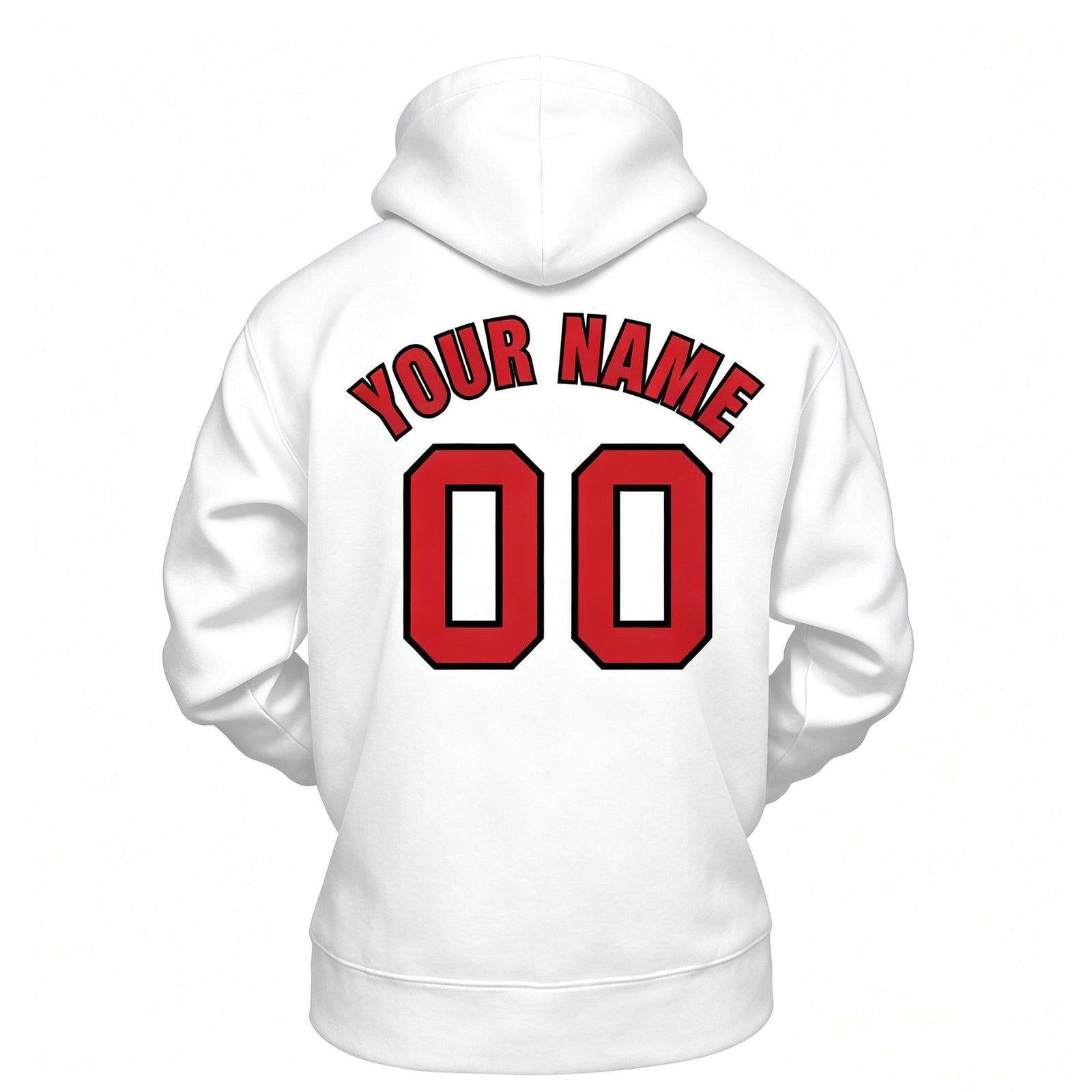 Custom White & Red Hoodie | Personalized Name & Number Sports Pullover | Vosoli