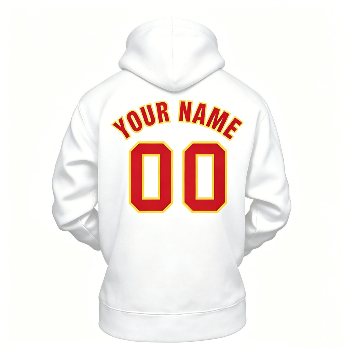 Custom White & Red Hoodie | Personalized Name & Number Sports Pullover | Vosoli