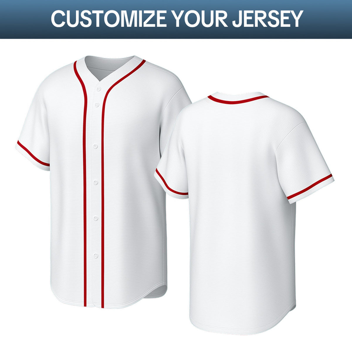 Custom White Red & Navy Personalized Baseball Jersey | Team Sports Uniform | Vosoli