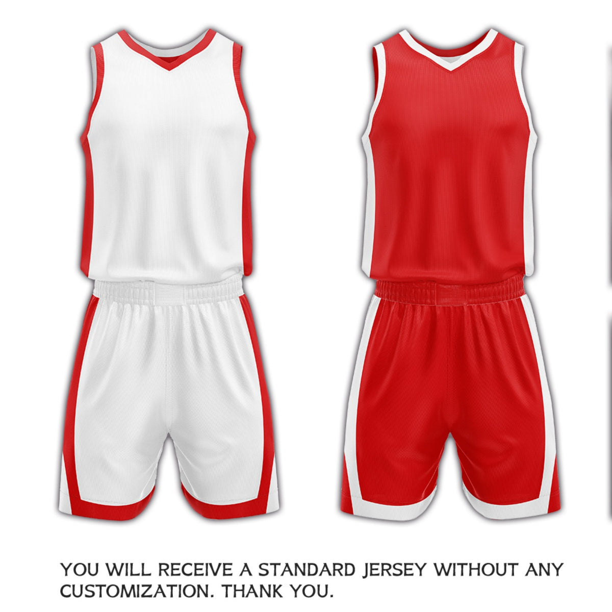 Custom White & Red Reversible Basketball Uniform Set | Personalized Name Number Sports Jersey Shorts Kit