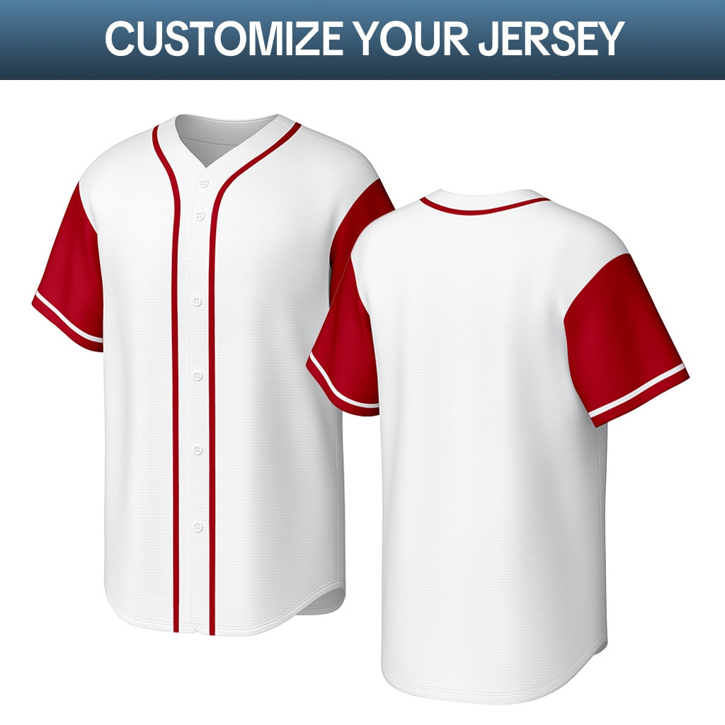 Custom White & Red Stitched Baseball Jersey | Personalized Name & Number | Team Uniform