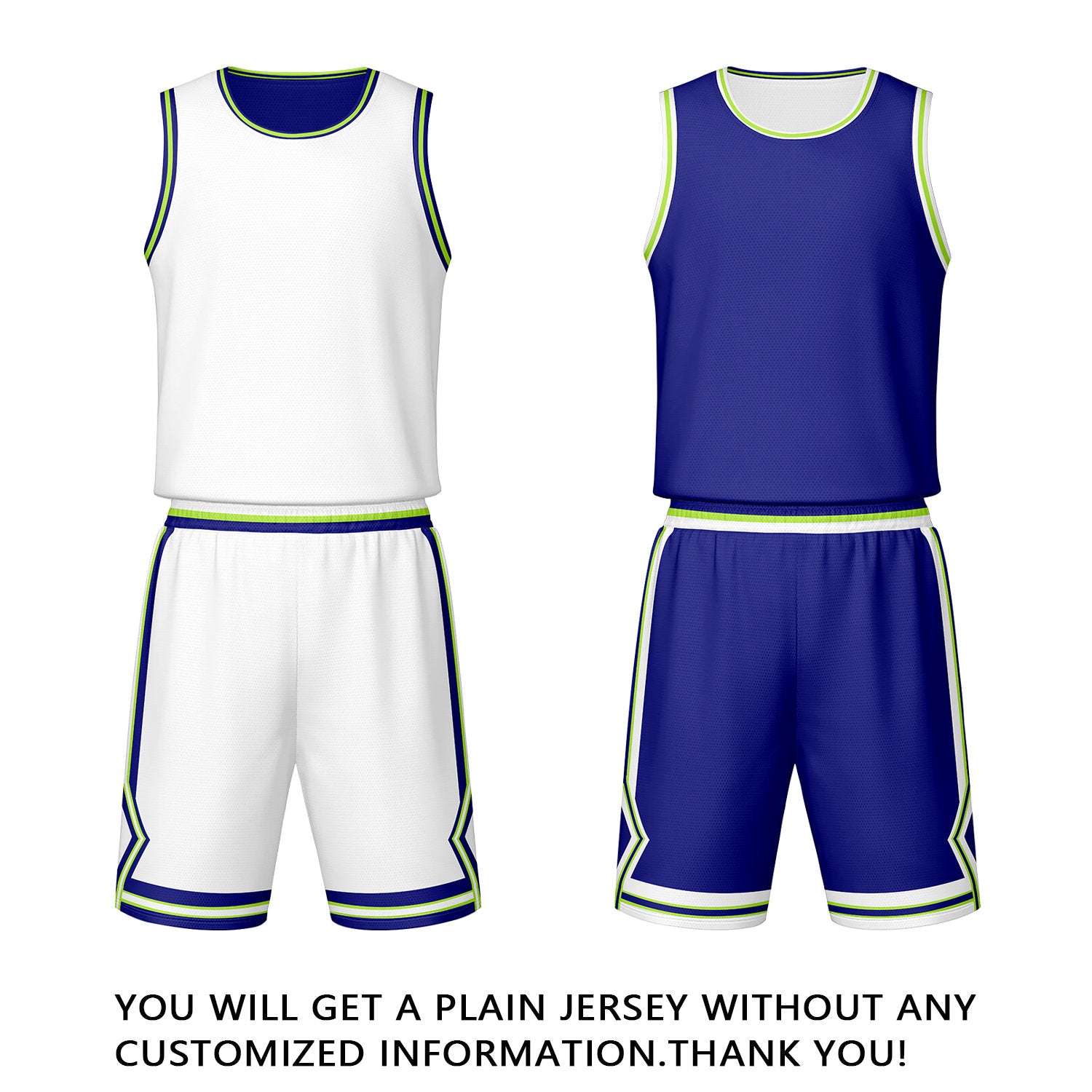 Custom White Royal Blue Reversible Basketball Jersey Set | Personalized Name Number Mesh Sports Uniform