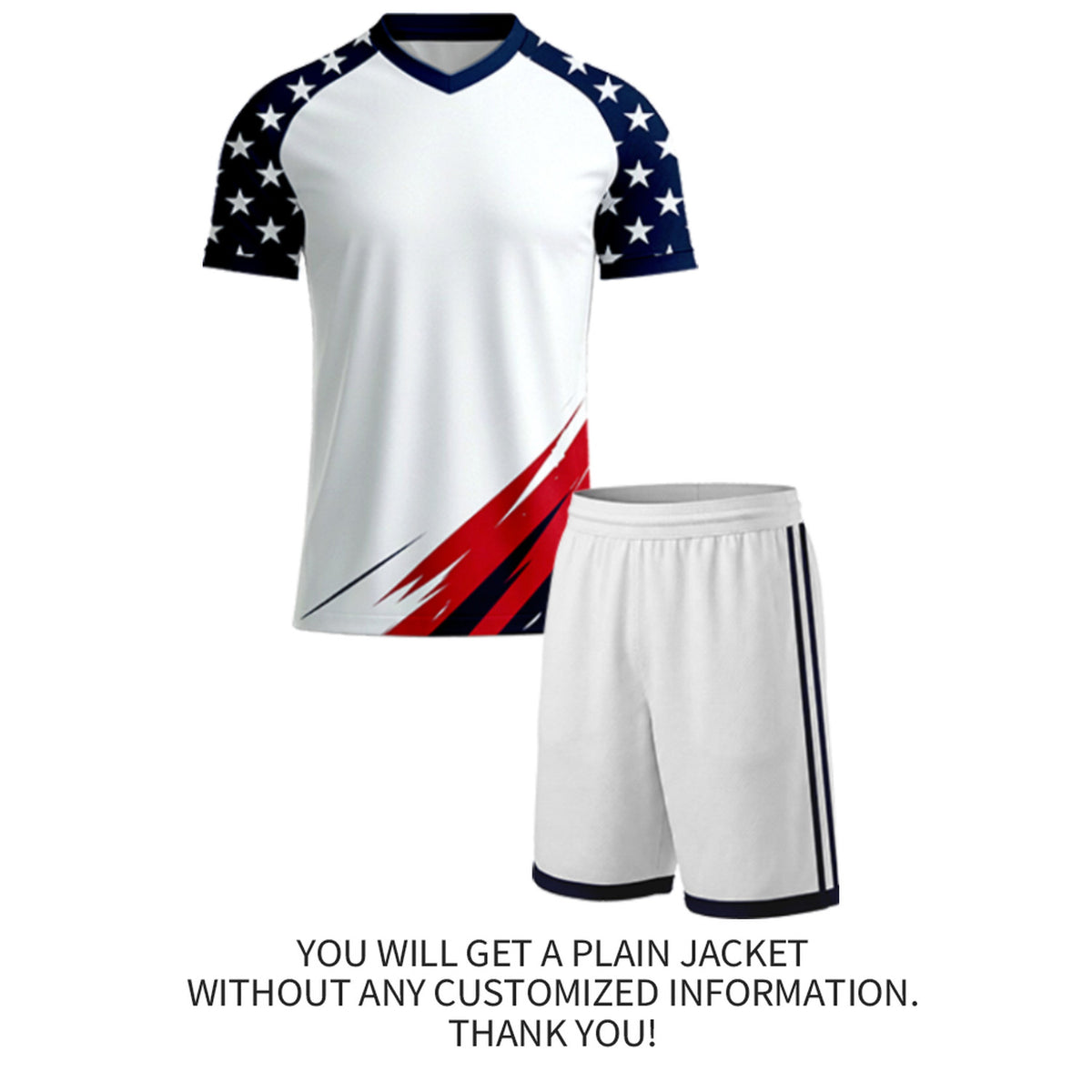 Custom White & Star Sleeve Brush Soccer Uniform Set | Personalized Jersey & Shorts for Adult Soccer Teams