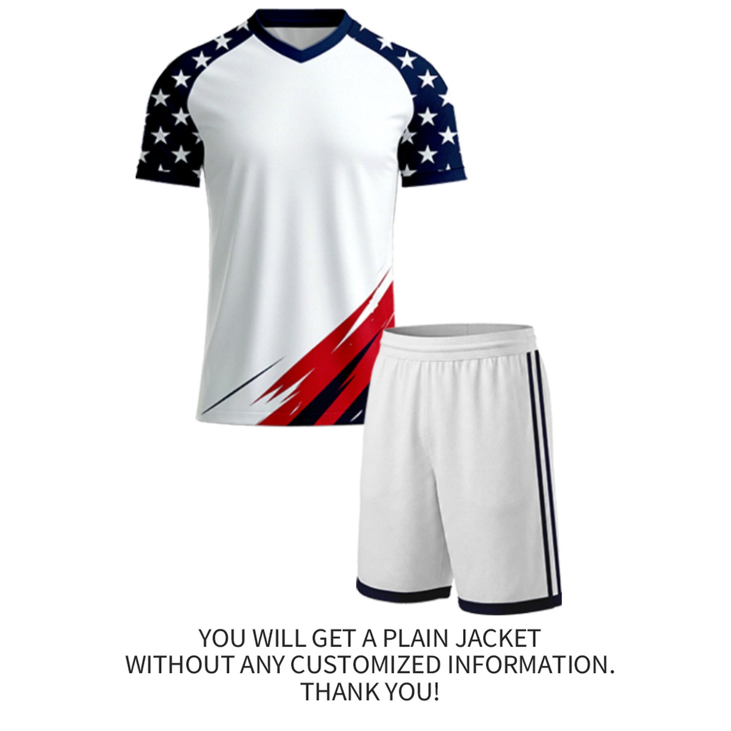 Custom White & Star Sleeve Brush Soccer Uniform Set | Personalized Jersey & Shorts for Adult Soccer Teams