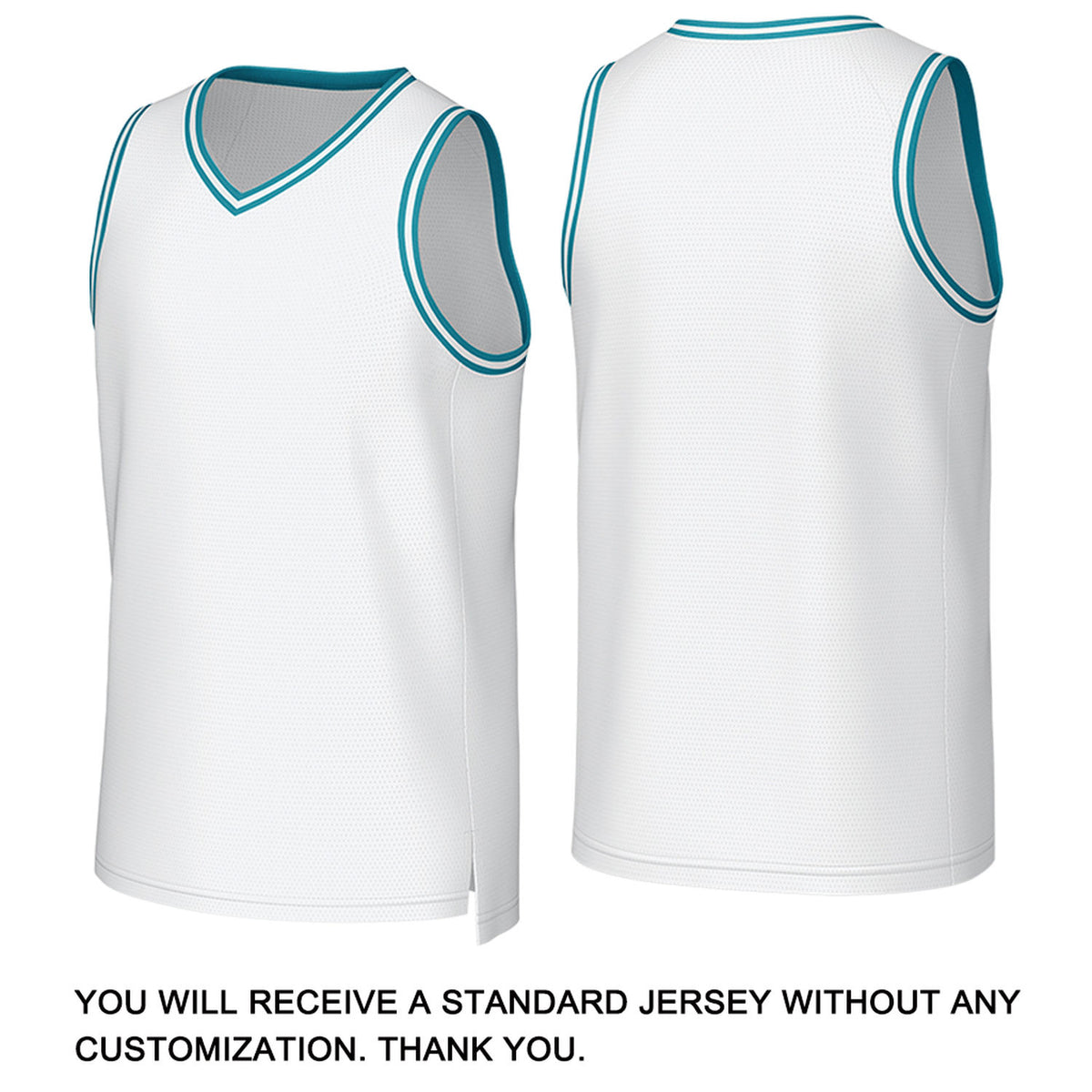 Custom White & Teal Mesh Basketball Jersey | Personalized Name & Number Team Uniform