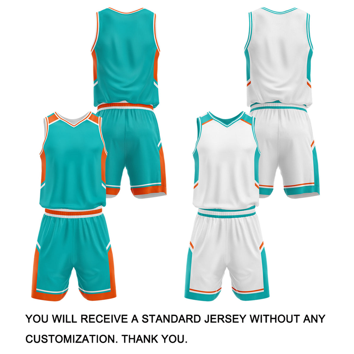 Custom Reversible Basketball Uniform Set | White & Teal V-Neck Sleeveless Jersey & Athletic Shorts