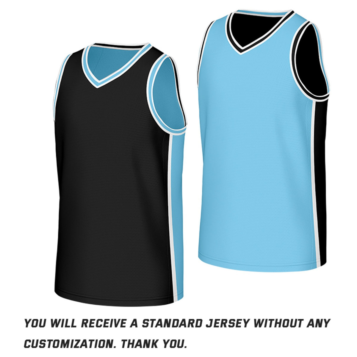 Custom Black & Light Blue Reversible Basketball Jersey | Personalized Team Jerseys with Name Number Logo