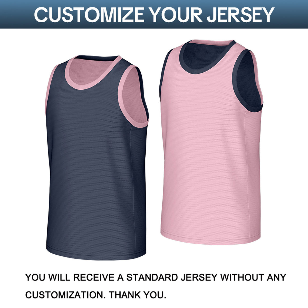 Custom Navy & Pink Reversible Basketball Jersey | Personalized Team Name & Number Sleeveless Mesh Jersey for Men Women Youth