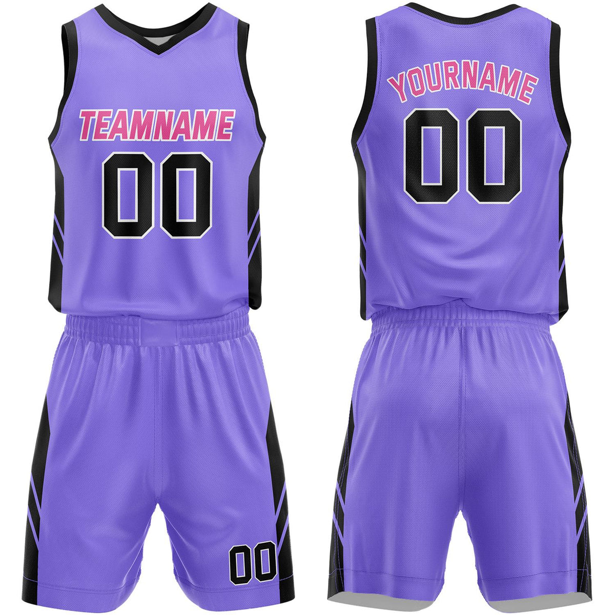 Custom women's basketball uniforms purple‑black by Vosoli, personalized team name, number & logo, breathable mesh fabric for female athletes and match‑ready team sportswear
