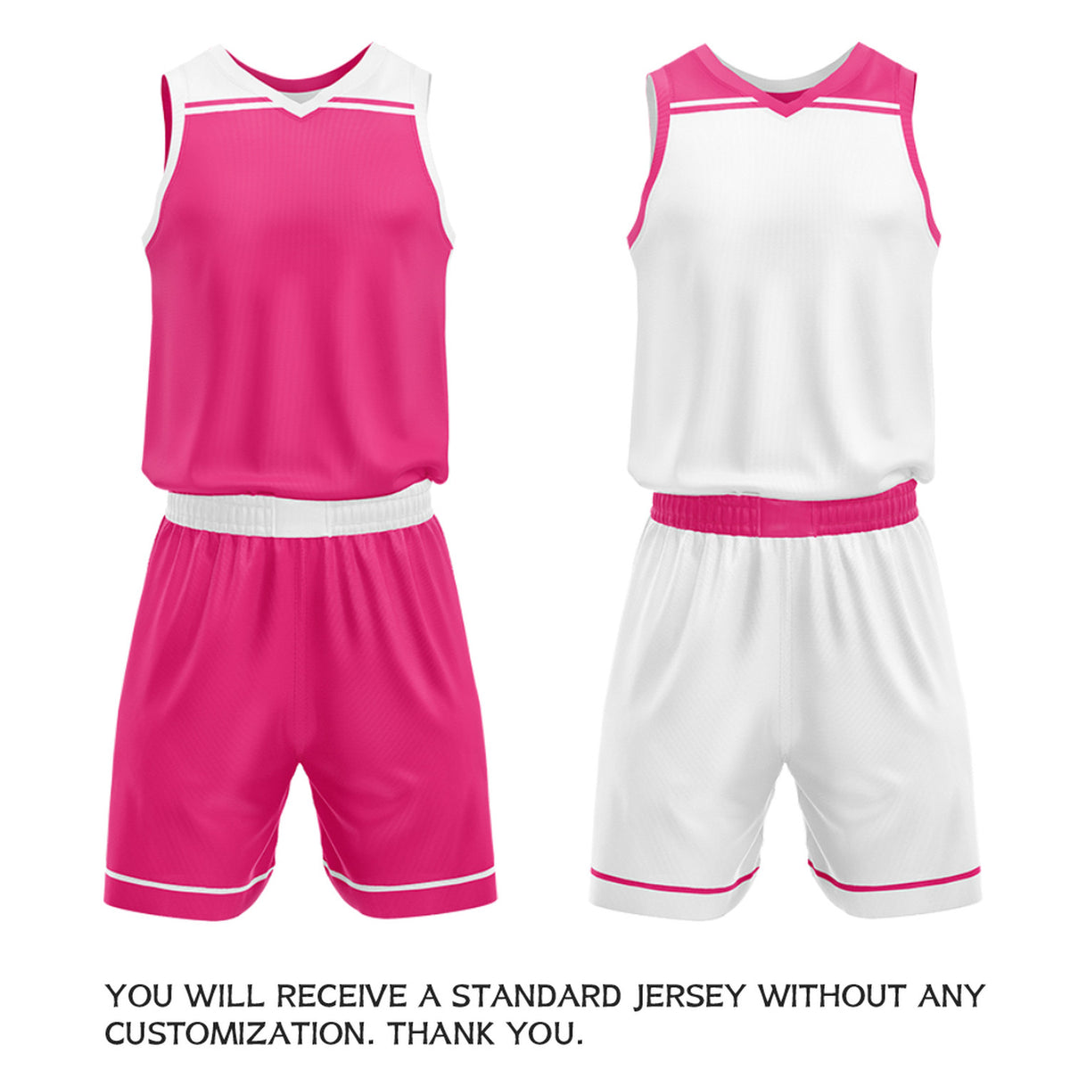 Custom Hot Pink & White Reversible Basketball Jersey Set | Wholesale Team Uniform