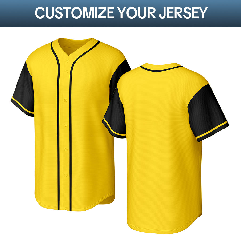 Custom Stitched Baseball Jersey Yellow Black | Personalized Name & Number | Team Uniform