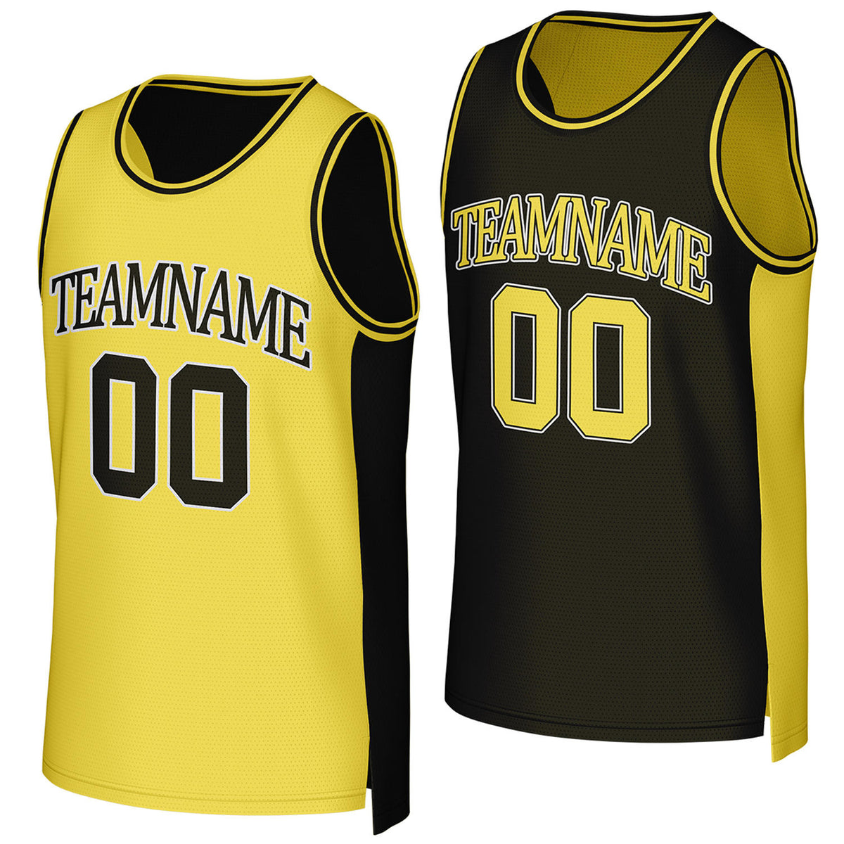 Custom Yellow & Black Reversible Basketball Jersey | Personalized 2-in-1 Team Jersey For Adult & Youth