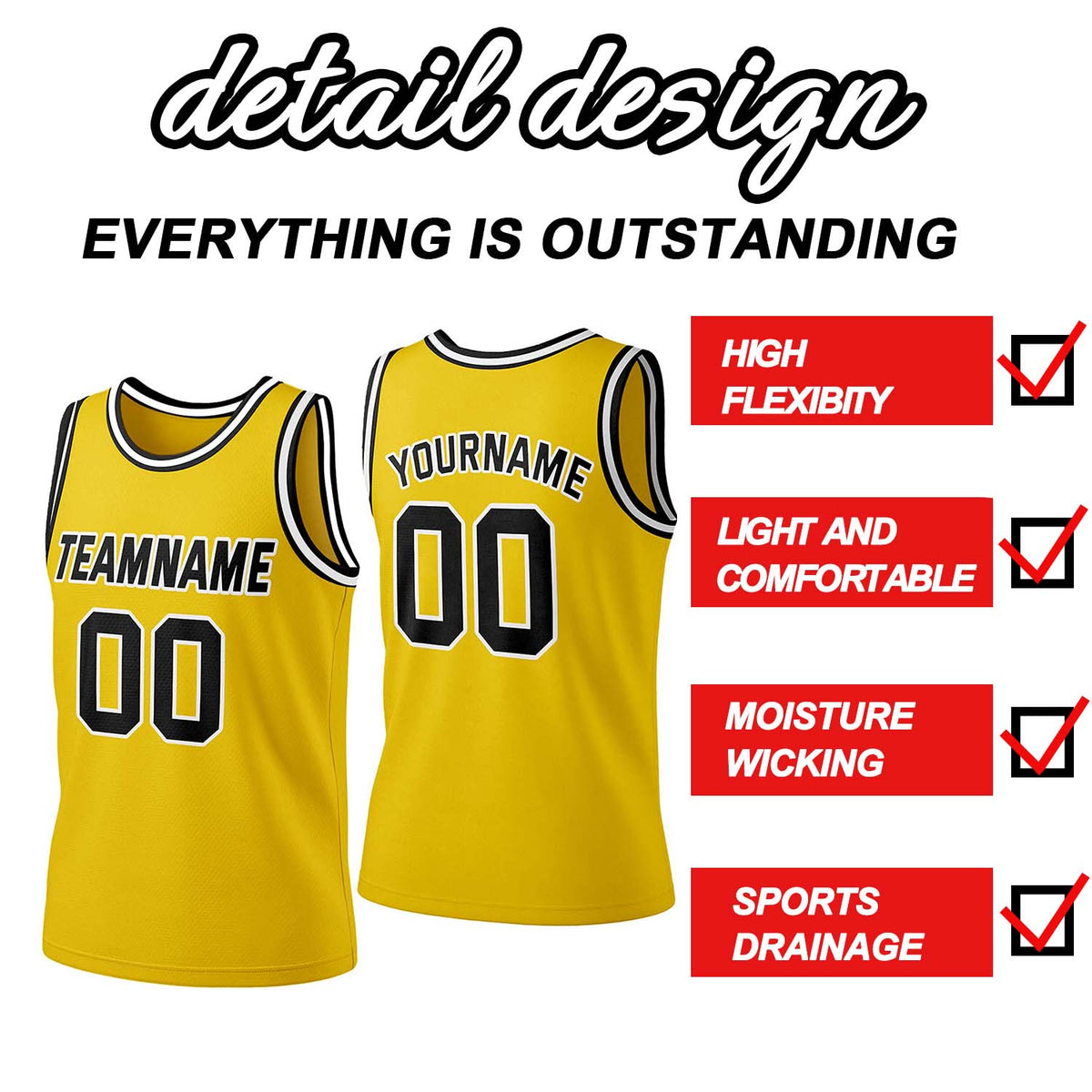Custom Yellow & Black Mesh Basketball Jersey | Personalized Team Uniform