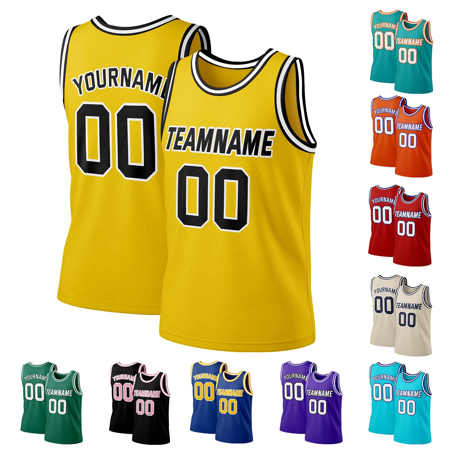 Custom yellow-black mesh basketball jersey by Vosoli | Personalized name & number team uniform for youth & adults
