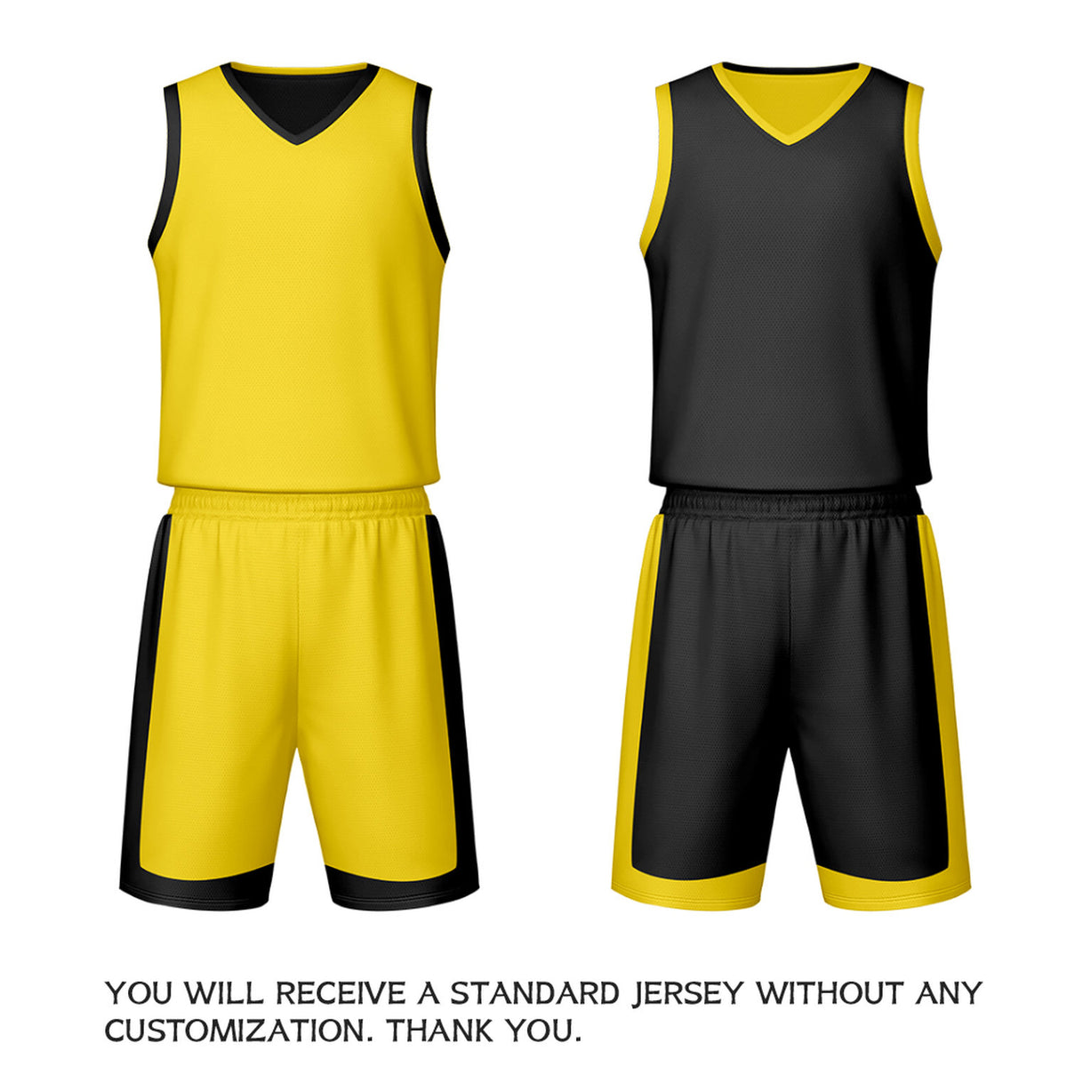 Custom Yellow Black Reversible Basketball Jersey Set | Personalized Name Number Mesh Sports Uniform