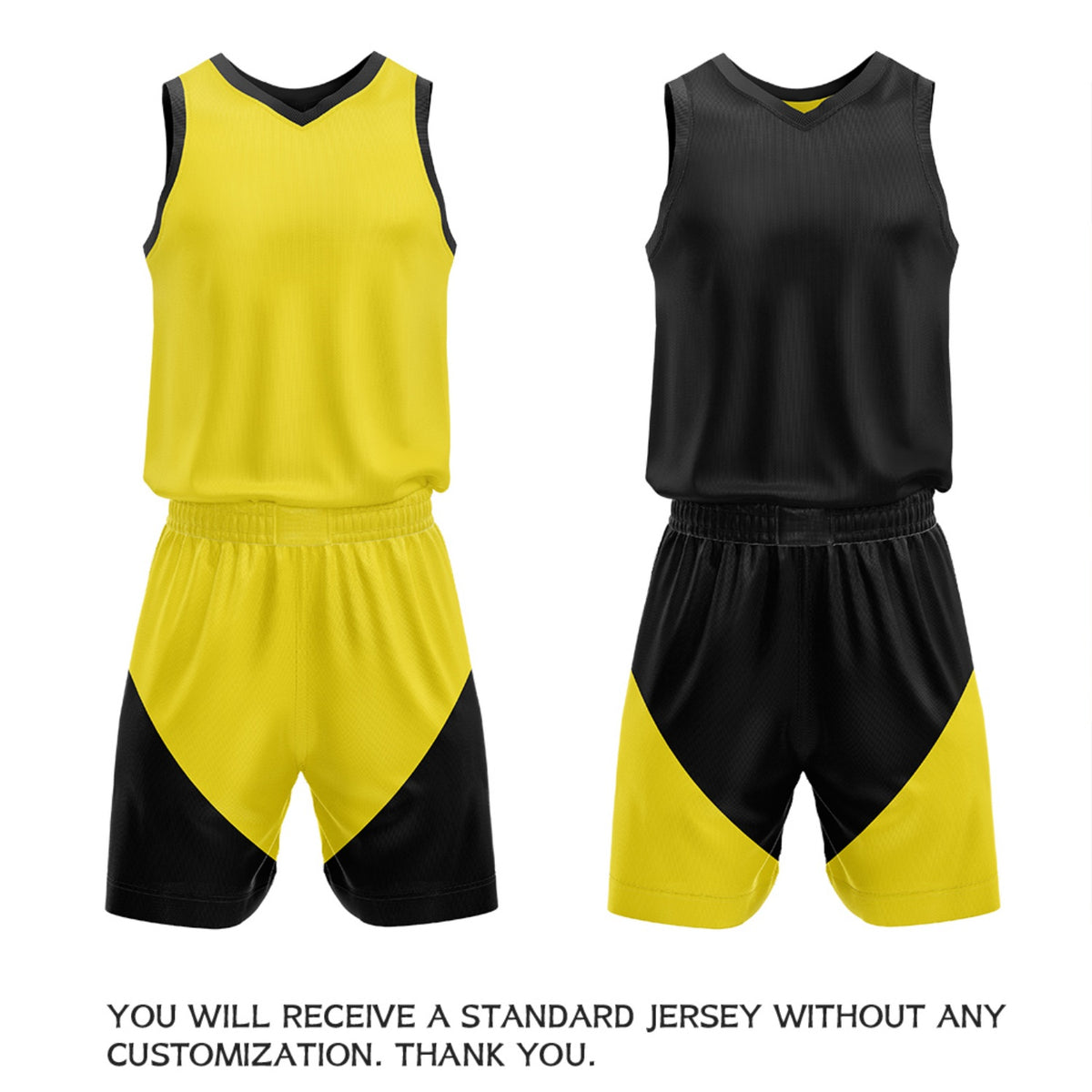 Custom Yellow & Black Reversible Basketball Uniform Set | Personalized Name Number Sports Jersey Shorts Kit