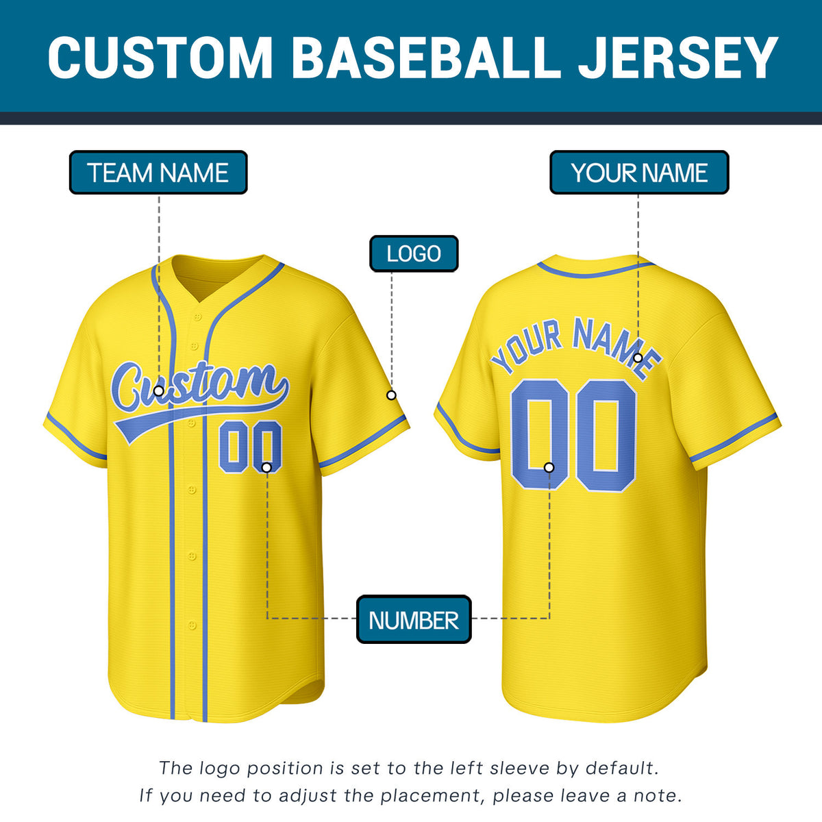 Custom Yellow & Blue Personalized Baseball Jersey | Team Sports Uniform | Vosoli
