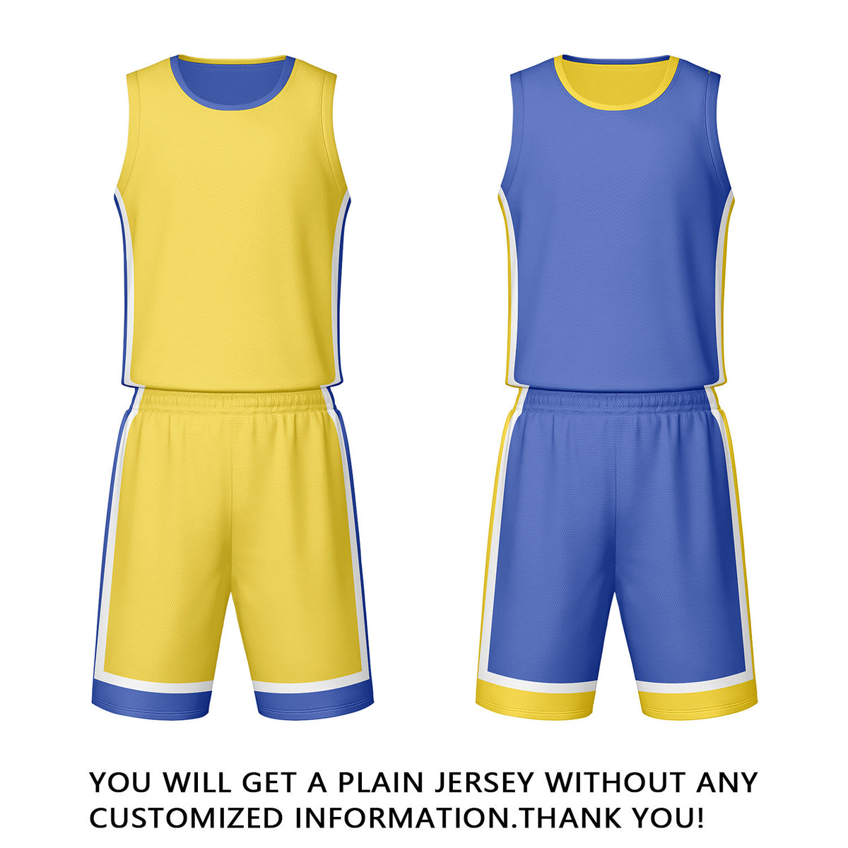 Custom Yellow & Blue Reversible Basketball Jersey Shorts Set | Personalized Team Uniform