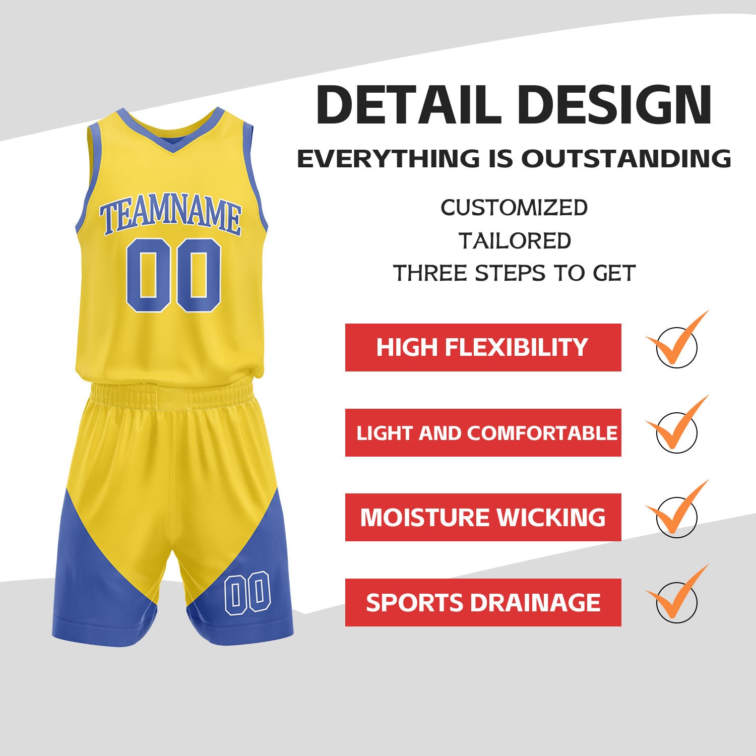 Custom Yellow & Blue Reversible Basketball Uniform Set | Personalized Name Number Sports Jersey Shorts Kit