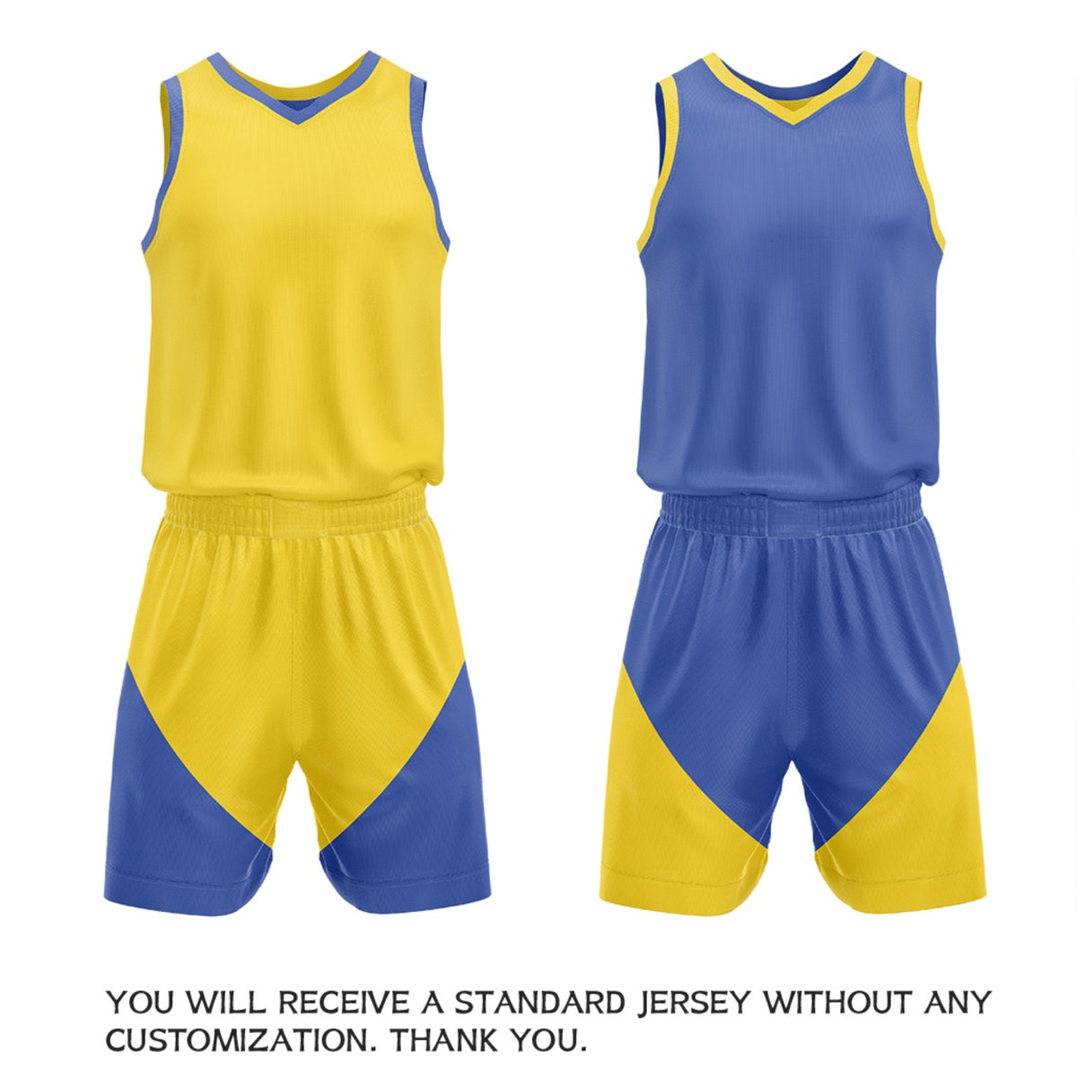 Custom Yellow & Blue Reversible Basketball Uniform Set | Personalized Name Number Sports Jersey Shorts Kit