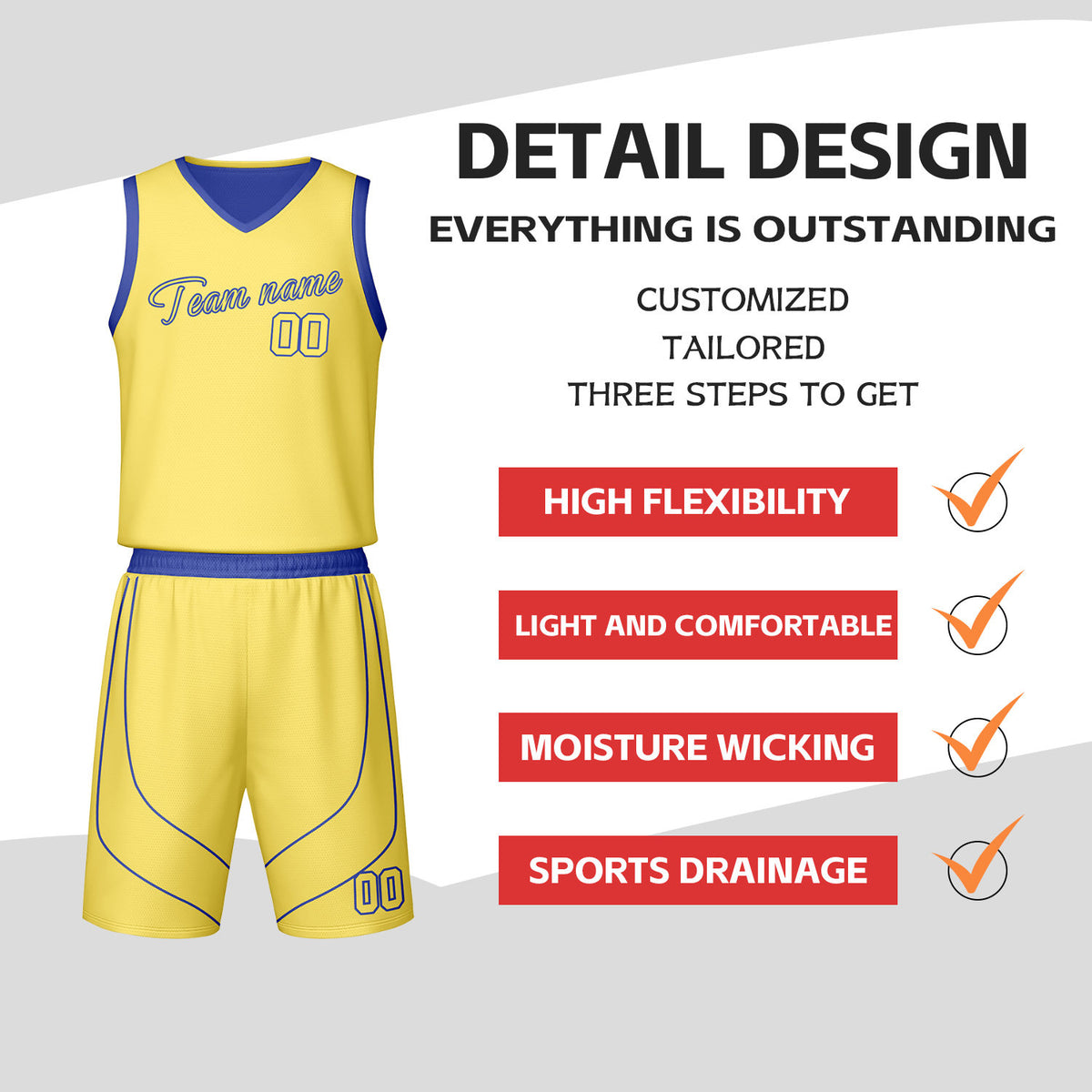 Custom Yellow & Blue Reversible Basketball Jersey Shorts Set | Personalized Team Uniform