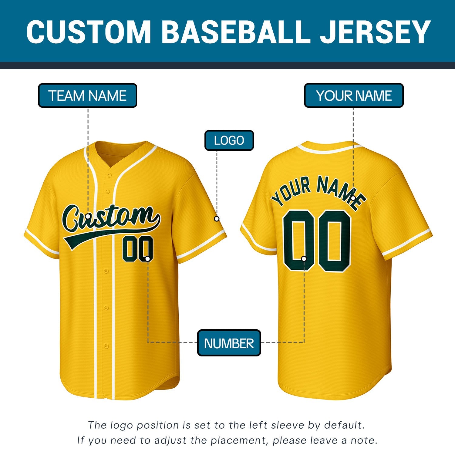 Custom Yellow & Green Personalized Baseball Jersey | Team Sports Uniform | Vosoli