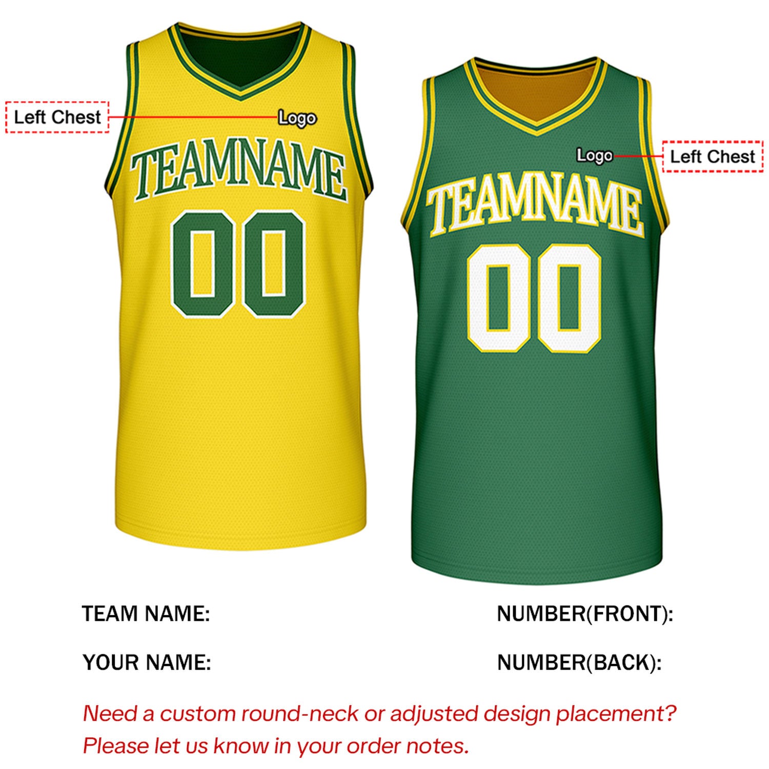 Custom Retro Yellow & Green Reversible Basketball Jersey | Personalized Team Jersey | Vosoli