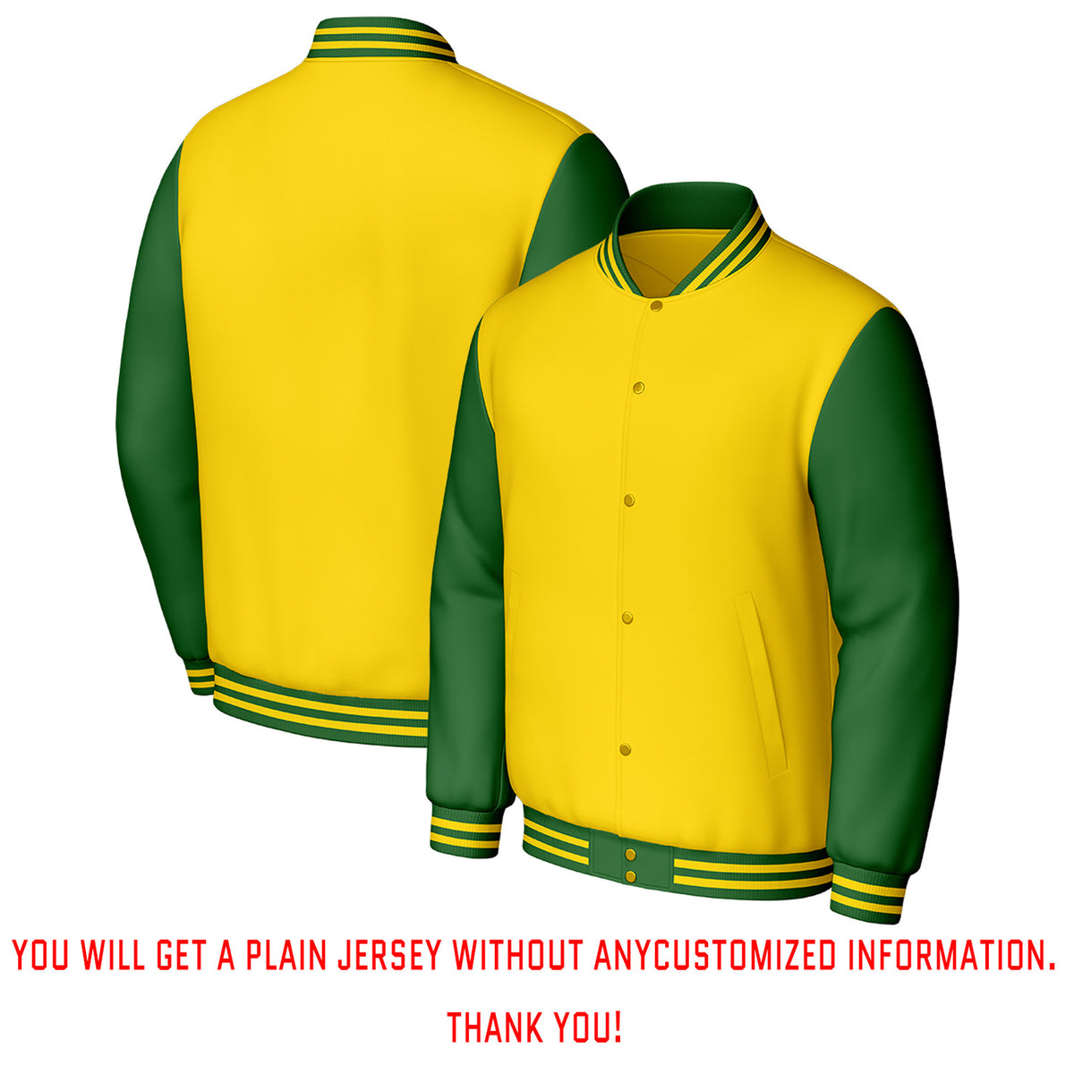 Custom Yellow & Green Varsity Baseball Jacket | Personalized Letterman Baseball Bomber for Adult & Youth