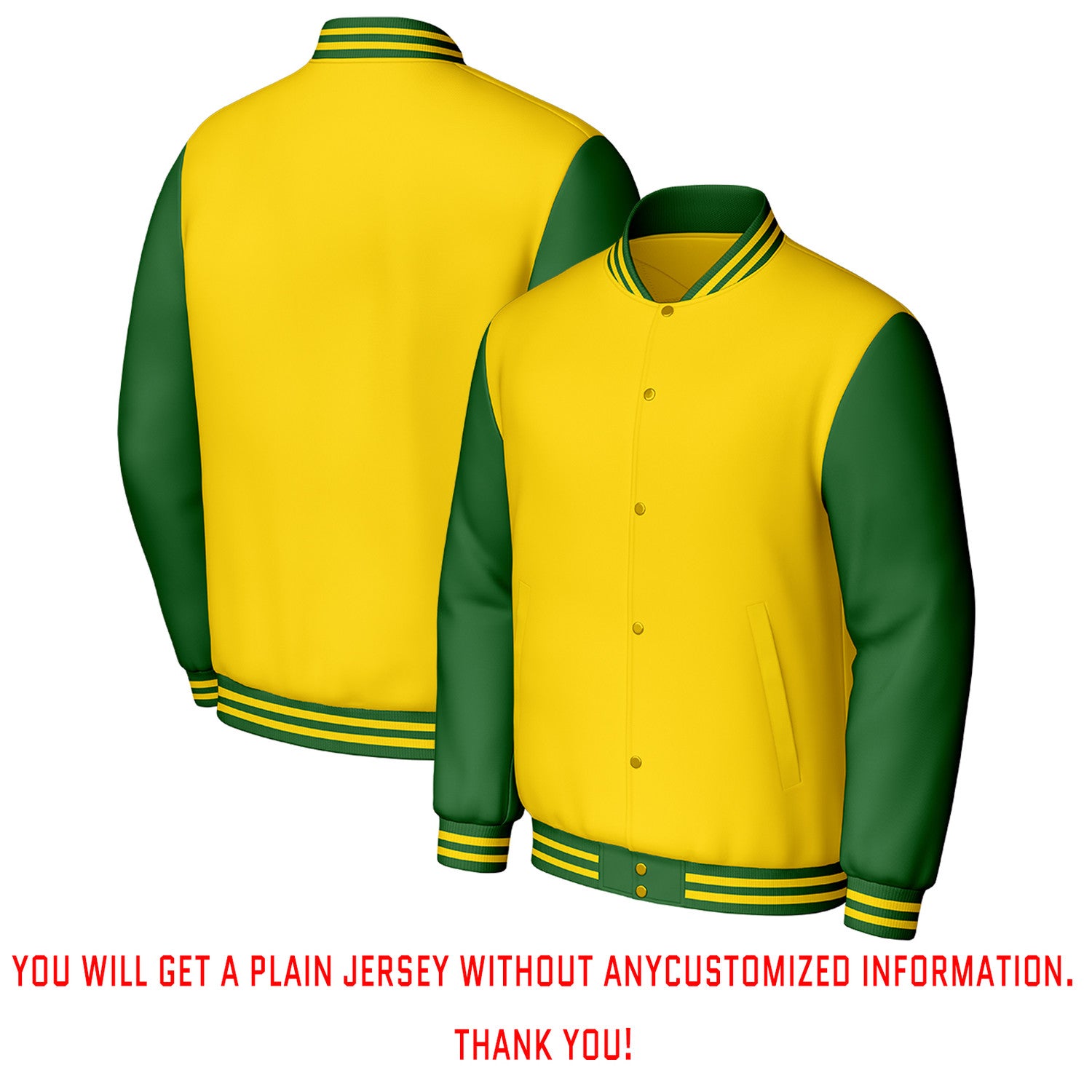 Custom Yellow & Green Varsity Baseball Jacket | Personalized Letterman Baseball Bomber for Adult & Youth