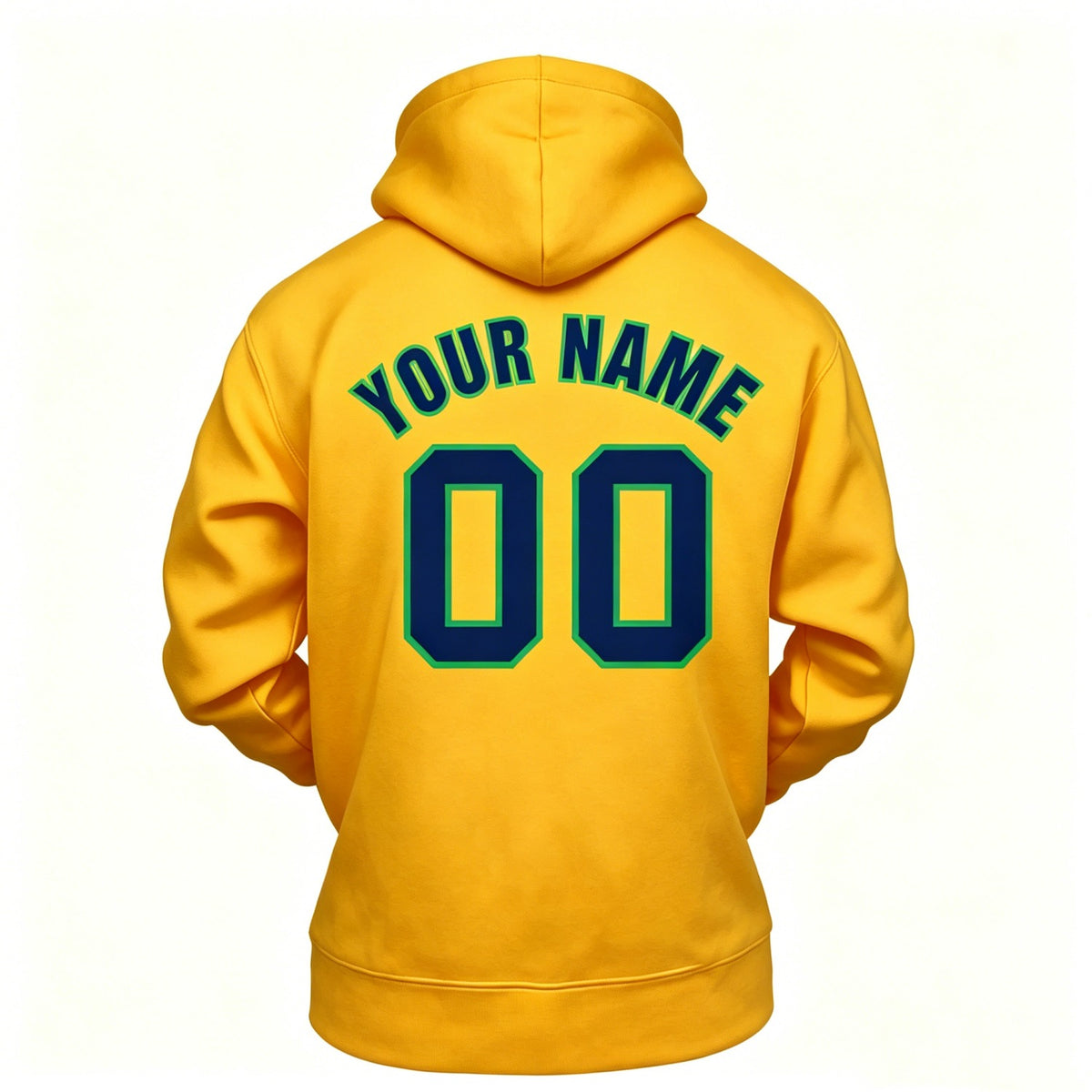 Custom Yellow & Navy Hoodie | Personalized Name & Number Sports Pullover | Vosoli