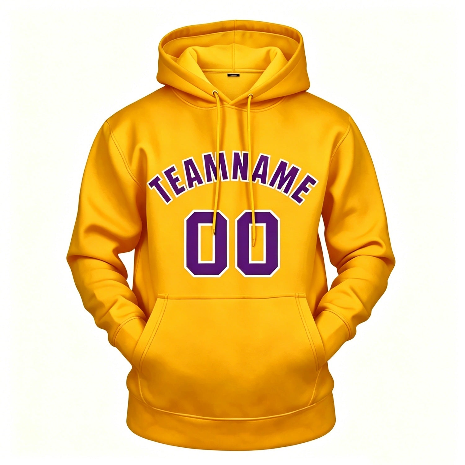 Custom yellow hoodie with purple print, personalized name & number pullover, casual sports hoodie for men women youth fan wear - Vosoli