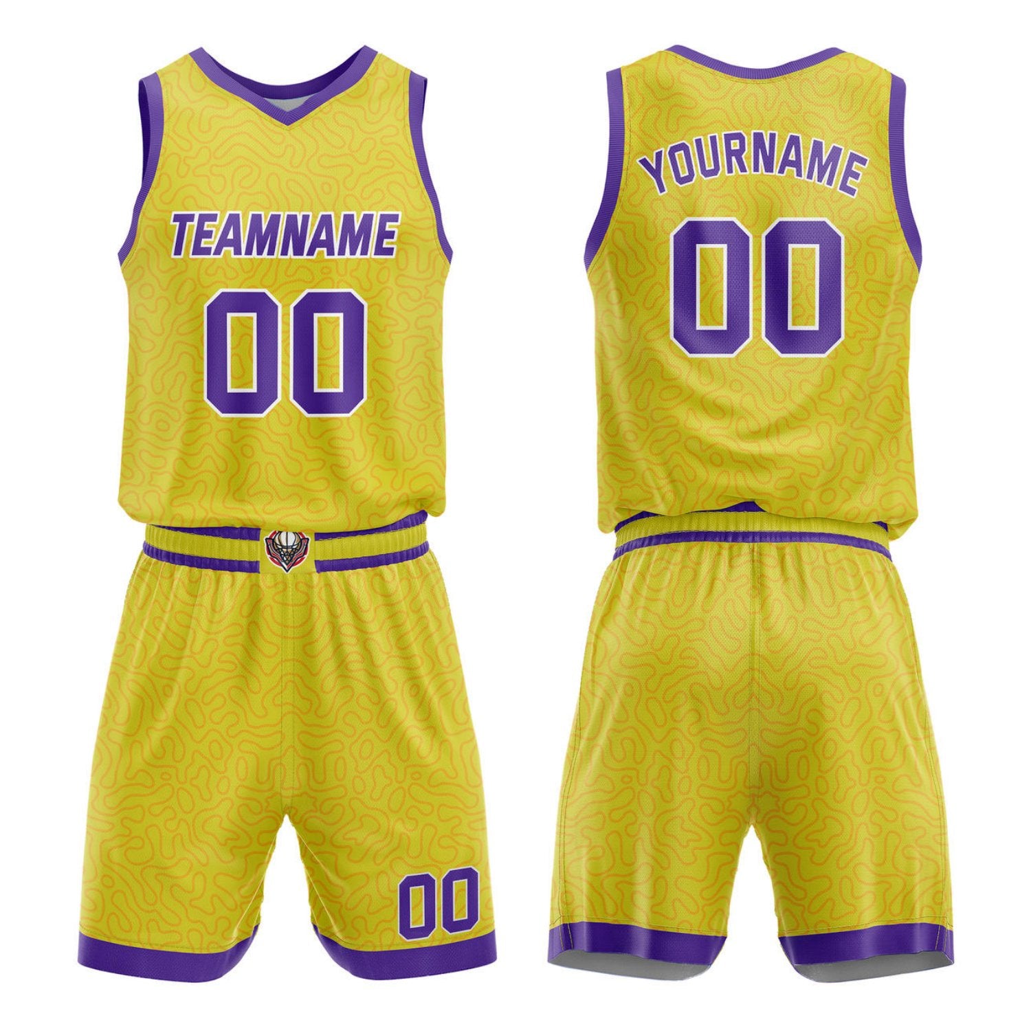 Custom Yellow & Purple Basketball Uniform | Personalized Team Kit - Vosoli