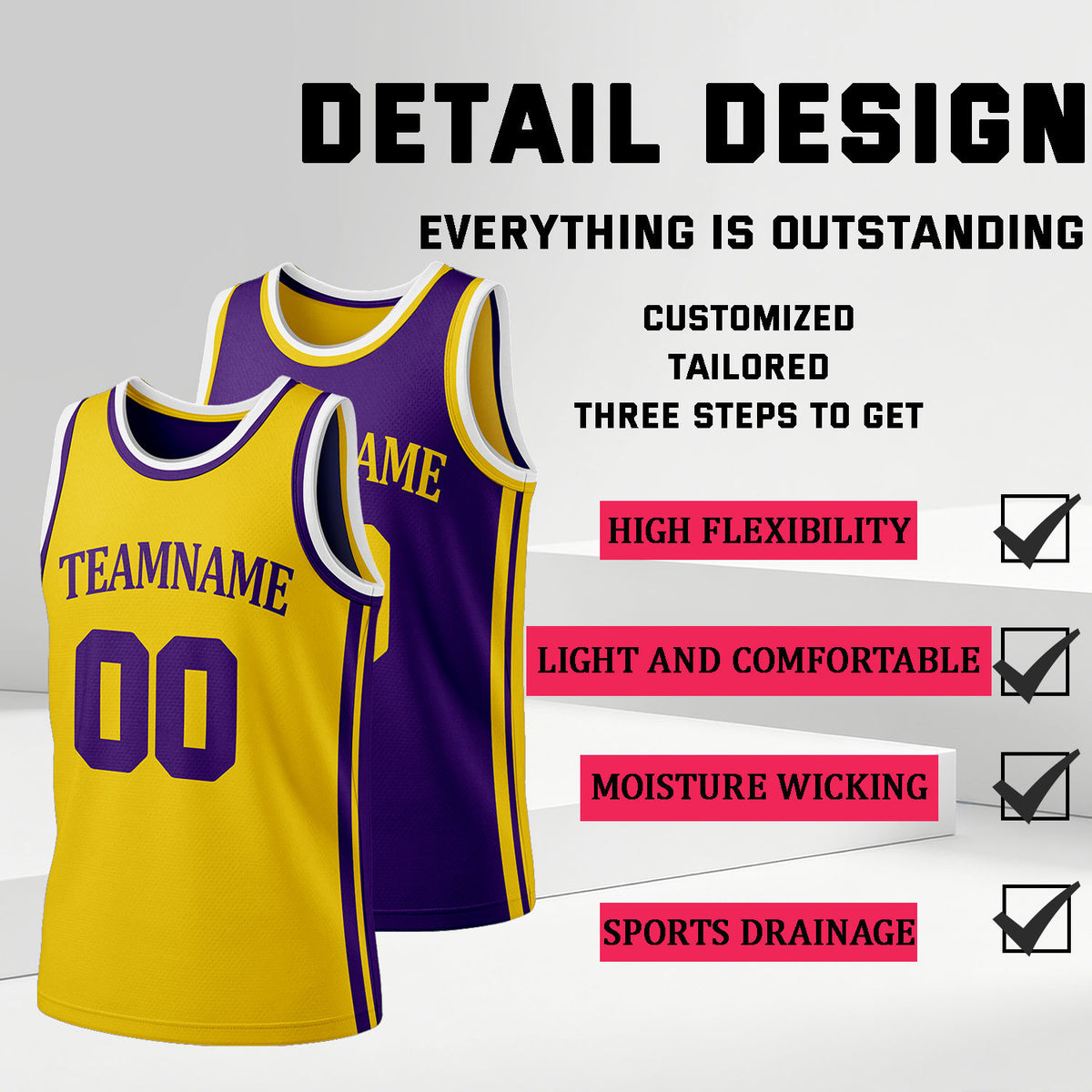 Custom Yellow & Purple Reversible Basketball Jersey Shorts Set | Personalized Full Team Uniform
