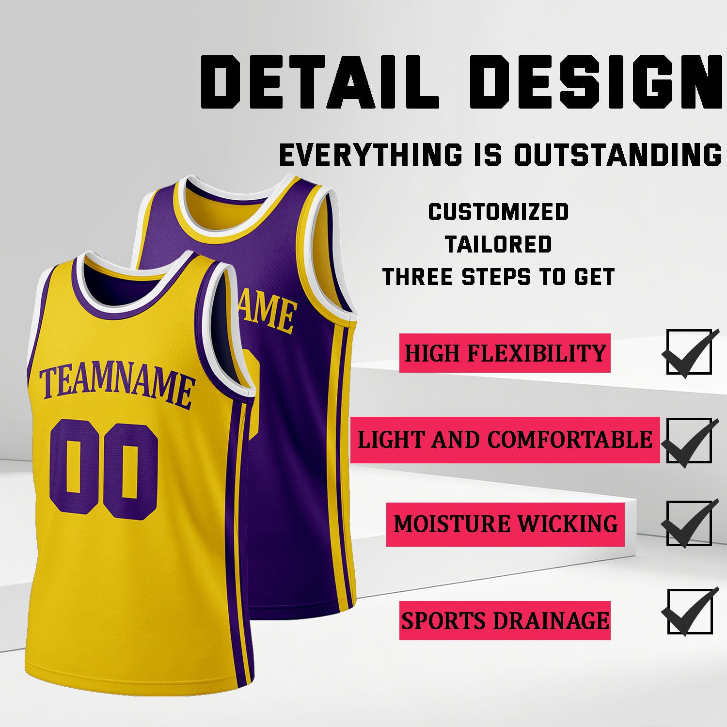 Custom Yellow & Purple Reversible Basketball Jersey Shorts Set | Personalized Full Team Uniform