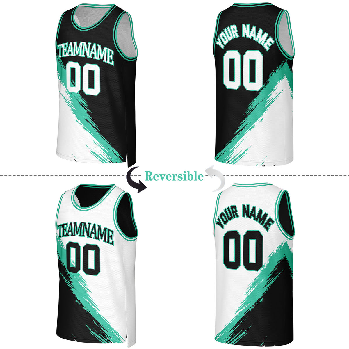 Custom Black & White Reversible Basketball Jersey | Personalized Team Uniforms for Adult & Youth