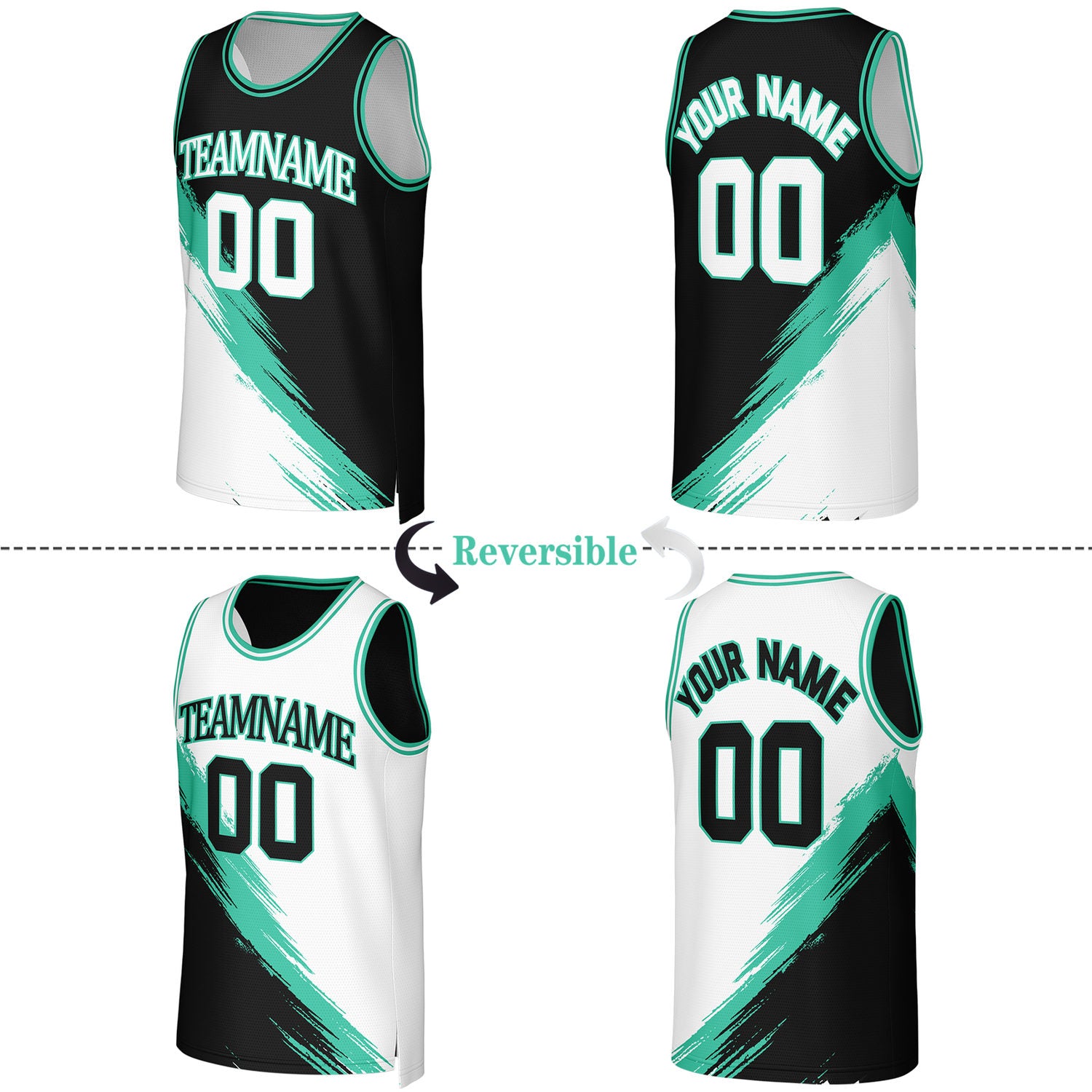 Custom Black & White Reversible Basketball Jersey | Personalized Team Uniforms for Adult & Youth