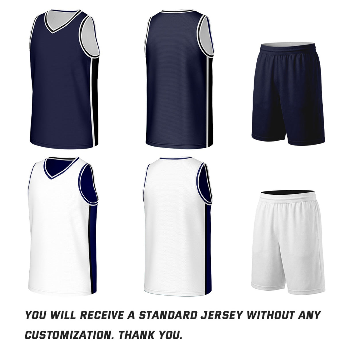 Custom Navy & White Double Sided Basketball Uniform Set | Personalized Team Uniforms for Adult & Youth