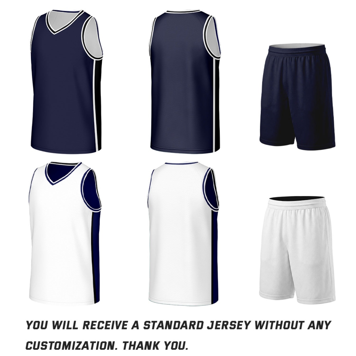 Custom Navy & White Double Sided Basketball Uniform Set | Personalized Team Uniforms for Adult & Youth