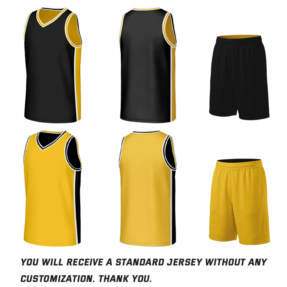 Custom Black & Gold Double Sided Basketball Uniform Set | Personalized Team Uniforms for Adult & Youth