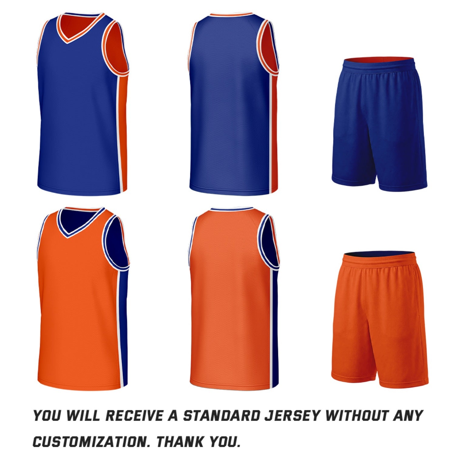 Custom Royal Blue & Orange Double Sided Basketball Uniform Set | Personalized Team Uniforms for Adult & Youth