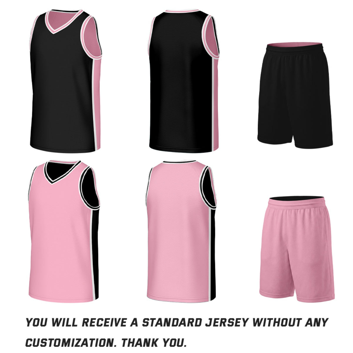 Custom Black & Pink Double Sided Basketball Uniform Set | Personalized Team Uniforms for Adult & Youth